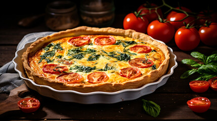 Quiche with tomatoes and spinach