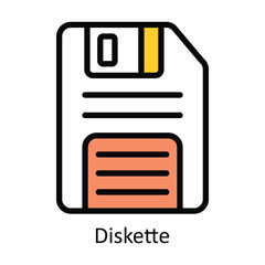 Diskette vector Filled outline Design illustration. Symbol on White background EPS 10 File