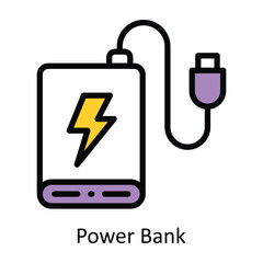 Power Bank vector Filled outline Design illustration. Symbol on White background EPS 10 File