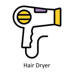 Hair Dryer vector Filled outline Design illustration. Symbol on White background EPS 10 File