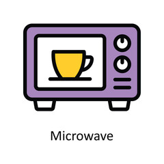 Microwave vector Filled outline Design illustration. Symbol on White background EPS 10 File