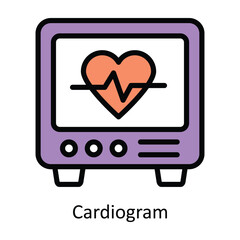 Cardiogram vector Filled outline Design illustration. Symbol on White background EPS 10 File