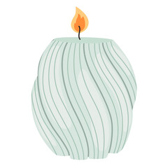 Scented burning candle. Decorative wax candles for relax and spa. Hand draw Vector illustration isolated on white background