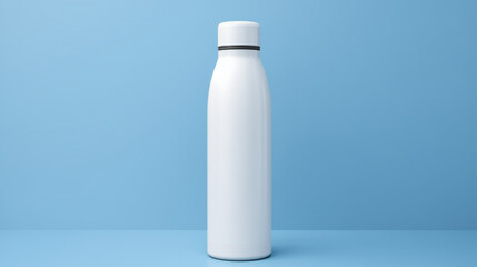 blank white water bottle isolated on blue background mock-up - obrazy, fototapety, plakaty