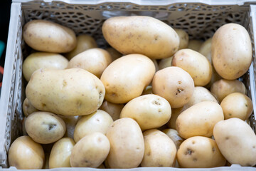 background of potatoes in the store