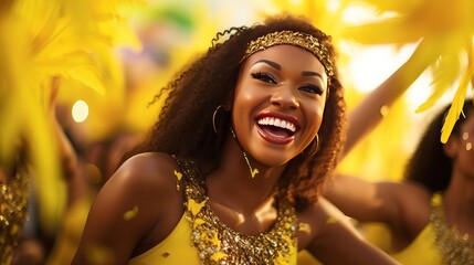 Brazilian Carnival. Gather of companions celebrating carnival party - obrazy, fototapety, plakaty