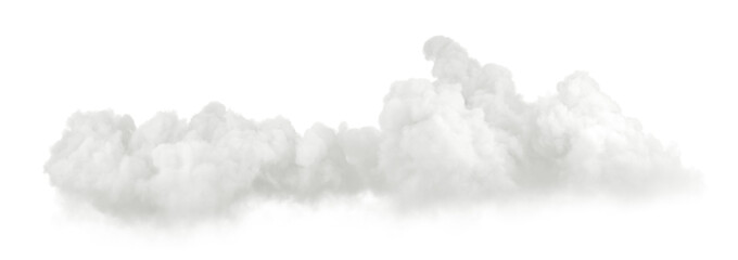 White clouds flying horizontal shapes isolated on transparent backgrounds 3d illustrations