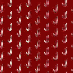 Seamless Christmas candy pattern isolated on red background, pattern in repeat.