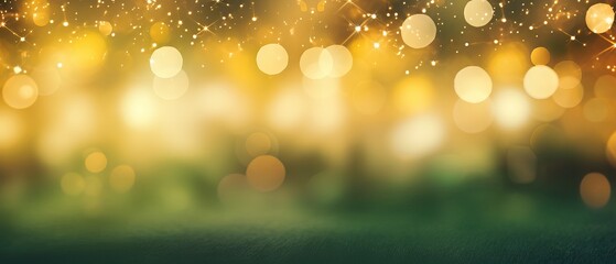 Christmas tree bokeh lights in green, yellow, and golden hues - festive holiday abstract background...