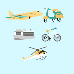 Set Of Transportation Flat Illustration