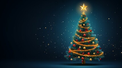 Christmas tree with copy space for holiday greetings and festive backgrounds