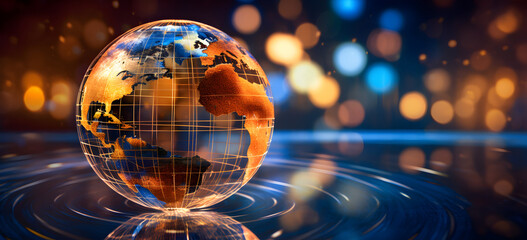 Globe on the abstract background Global business concept 3D illustration.  - obrazy, fototapety, plakaty