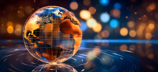 Fotobehang Globe on the abstract background Global business concept 3D illustration.  © Maria