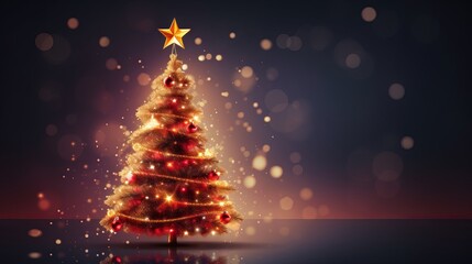 Vibrant Christmas tree lights illuminating the holiday season with copy space