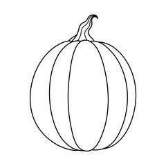 Autumn pumpkin simple line icon. Hand drawn illustration for Halloween and Thanksgiving decoration.