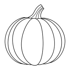 Autumn pumpkin simple line icon. Hand drawn illustration for Halloween and Thanksgiving decoration.