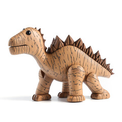 Wooden Dinosaur Toy on White Background