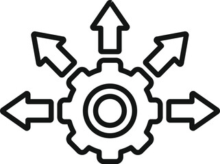 Gear victory success icon outline vector. Human training. Mentor victory