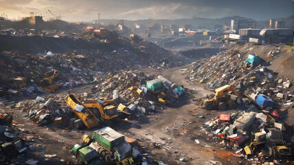 Wasteland of Discarded Junk. Generative AI. - obrazy, fototapety, plakaty