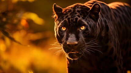 African panther female posture in excellent evening light