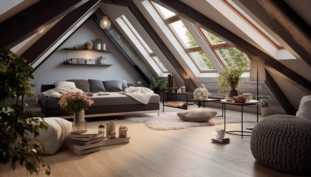 Comble am&eacute;nag&eacute; chaleureux et moderne avec le charme de l'ancien tres lumineux et zen
