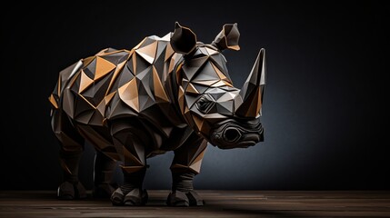 A rhinoceros is portrayed in a moo poly fashion.