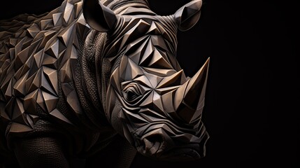 A rhinoceros is portrayed in a moo poly fashion.