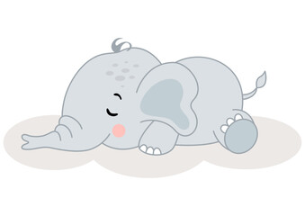 Cute baby elephant lying down