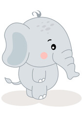 Friendly baby elephant isolated on white