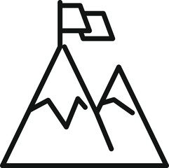 Success mountain target flag outline simple vector. People motivation. Business leader