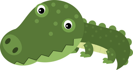 cartoon scene with happy crocodile alligator isolated safari illustration for children