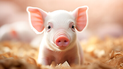 Close up of a dirty snout on a cute breeding pig at an indoor animal farm.
