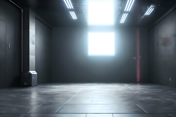 Futuristic modern interior design in neon light, Generative AI