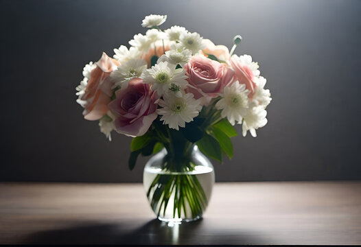 light flowers bouquet arrangement in minimal style