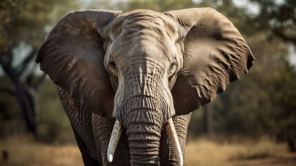Closeup shot of a monster elephant within the safari - obrazy, fototapety, plakaty