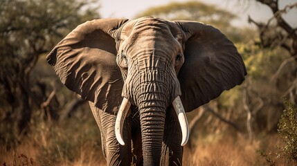 Fototapeta na wymiar Closeup shot of a monster elephant within the safari