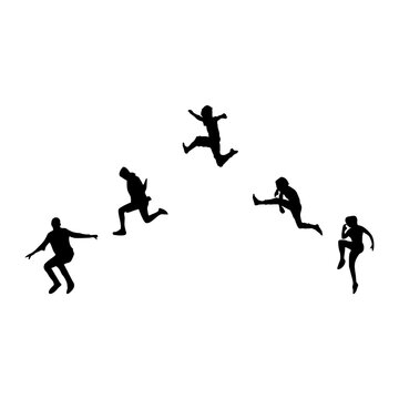 jumping people silhouettes