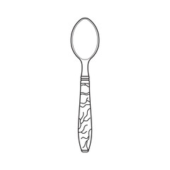 Hand drawn Kids drawing Cartoon Vector illustration antique dining spoon Isolated in doodle style