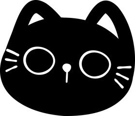 Cute Black Cat face illustration
