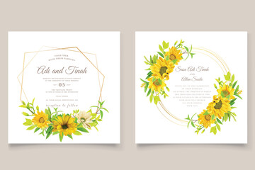 hand drawn sunflower wedding invitation card arrangement