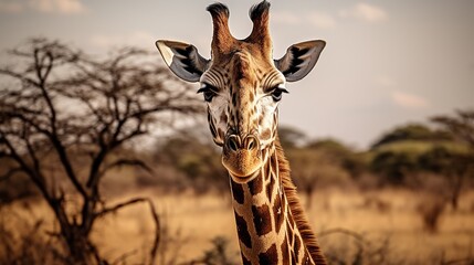 Giraffe within the wild nature