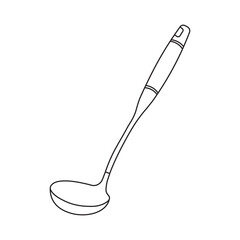 Hand drawn Kids drawing Cartoon Vector illustration cooking ladle spoon Isolated in doodle style