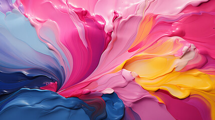 Image of Bright abstract background. Flow of multi-colored paint with bubbles and lumps. Multicolored liquid, abstract 3D background. AI generative printed on Printed Glass Splashbacks