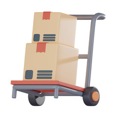 Package trolley icon delivery logistics and distribution 3D render