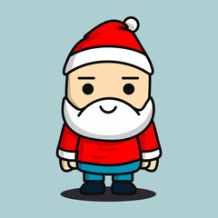 Cartoon Santa Claus character in minimal flat style. Christmas vector icon, pictogram, symbol. Bold line design