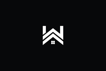 Creative modern style house with W sign logo design template
