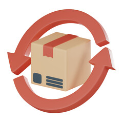 Exchange goods return parcel sign icon, efficient and convenient returns and exchanges 3D render