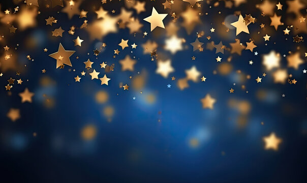 gold  and blue Christmas background with golden stars