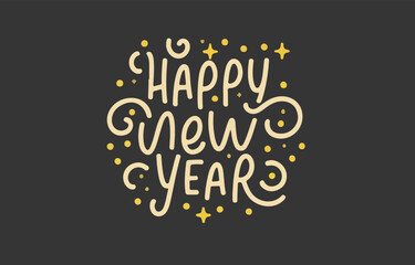 happy new year background with calligraphic lettering card greeting illustrations  - obrazy, fototapety, plakaty
