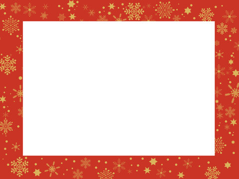 スノーフレーク枠のクリスマスフレーム/赤